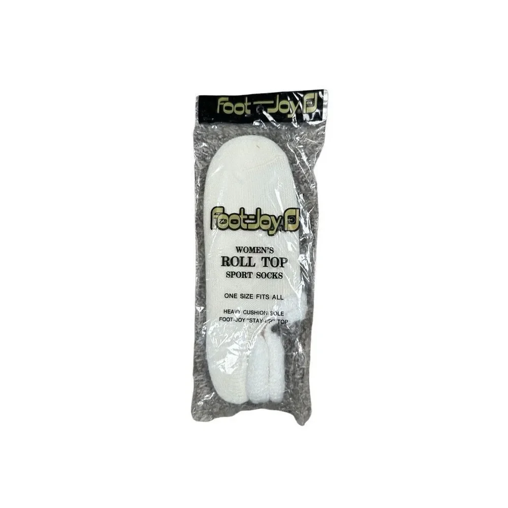 NWT Vintage FootJoy FJ Womens Roll Top Sport Socks Heavy Cushion Sole Golf Cream